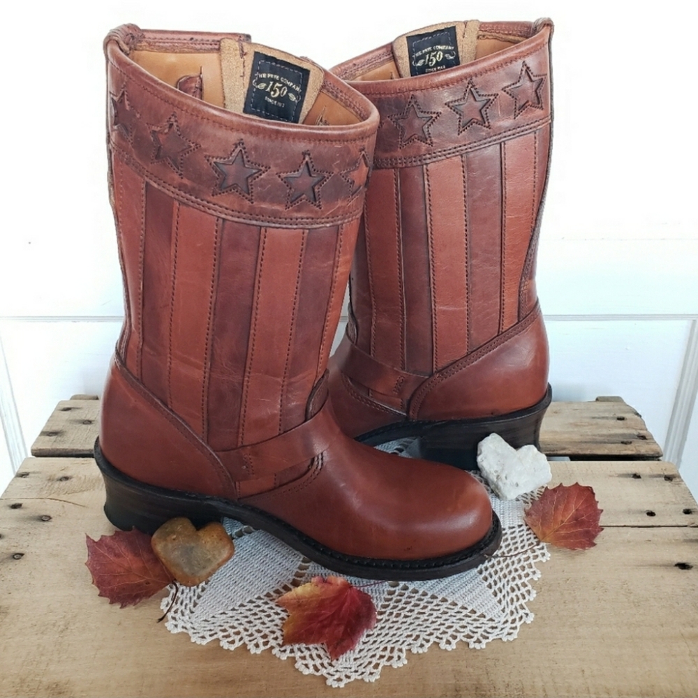 FRYE Stars & Stripes Anniversary Patriotic Black Label Americana USA Campus Boho - Picture 9 of 12